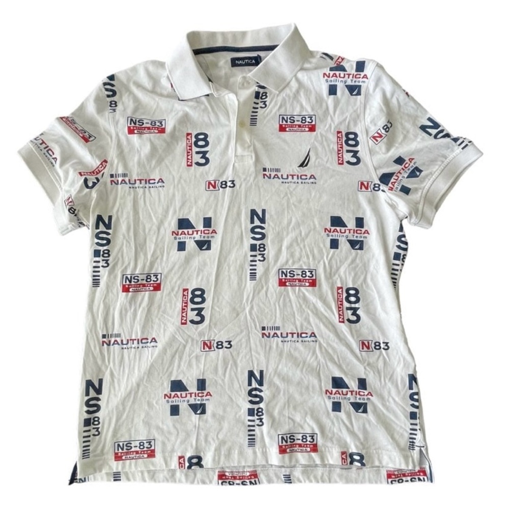 Nautica White Graphic Polo Shirt